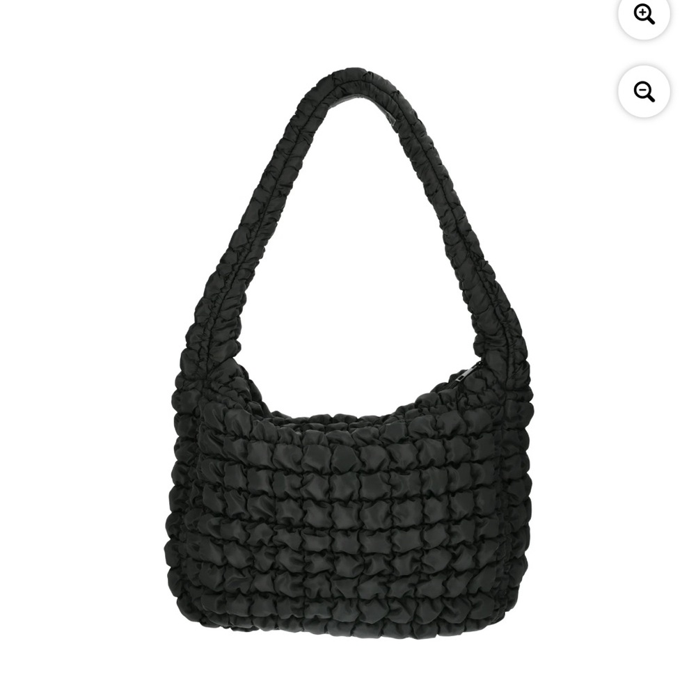 Quilted Puffy Hobo Black Shoulder Carryall Bag NWT - Picture 11 of 15